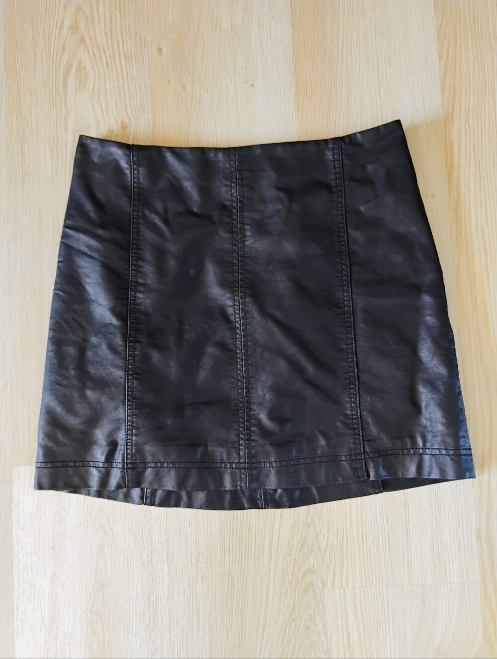 Free People Black Faux Leather Panel Mini Skirt